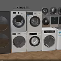 Minotli Washing Machines Various Gray And White Styles Displayed In Modern Showroom