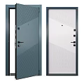 Modern Swing Doors With Dark Green and White Textured Surfaces Black Frames and Handles
