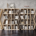 Modern bookcase solid wood shopping mall display sales bookstore special-shaped combination bookshelf 3d model