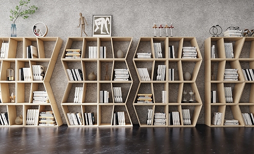 Modern bookcase solid wood shopping mall display sales bookstore special-shaped combination bookshelf 3d model