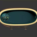 Elegant Teal Bathtub With Gold Accents And Classic Shower Fixture