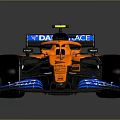 Orange Formula Race Car With Blue Components SAP Cloud Logos And Aerodynamic Design