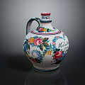 Colorful Hand Painted Vase Decorated With Vibrant Floral Patterns And Lush Green Leaves