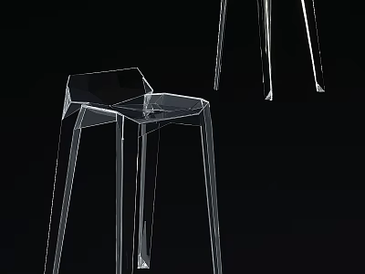 Transparent Modern Bar Stool Set With Slender Legs And Minimalist Style 3d model