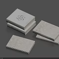 Stacked Light Gray Books With Atomic Model Textured Covers And Minimalist Style