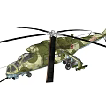 Camouflage Military Helicopter With Main Rotor Tail Rotor And Red Star Design