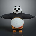 Cartoon Panda Character With Black White Fur Standing Arms Outstretched Decorative Pants