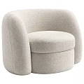 Modern Light Beige Upholstered Single Sofa With Rounded Armrests And Curved Backrest 3d model
