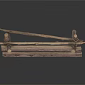Rustic Wooden Fence Structure With Natural Logs And Planks For Garden