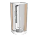 Modern Shower Head In Transparent Glass Shower Enclosure With White Base