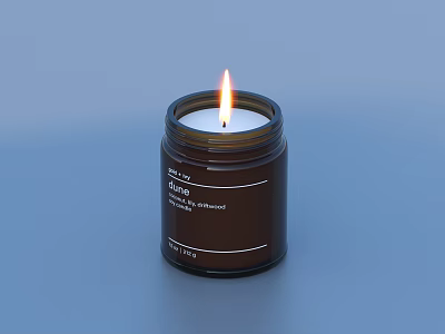 Lit Scented Candle in Brown Jar with Vanilla Fragrance for Home Relaxation 3d model