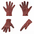 Assorted Leather Gloves Collection In Black And Brown Colors With Various Styles 3d model