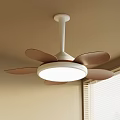Modern Ceiling Fan With Light White Body And Wooden Blades For Home Interior