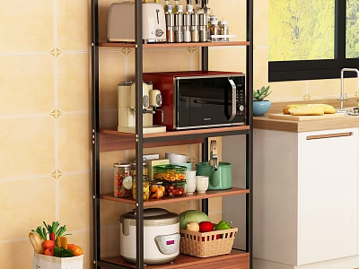 Elegant Modern Bathroom Cabinet Rack with Multiple Storage Shelves and Sturdy Metal Frame 3d model