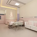 Comfortable Modern Maternity Ward Room With Hospital Bed Sofa And Baby Bassinet