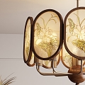 Vintage American-style Chinese-style Glazed Multi-head Restaurant Decorative Chandelier 3d model