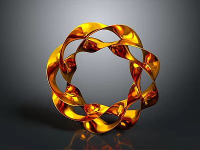 Golden Shiny Twisted Spiral Clothing Accessory With Glossy Circular Stylish Design 3d model