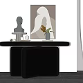 Modern Console Table With Artwork Sculpture Vase And Decorative Plant Interior 3d model
