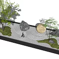 Modern Zen Garden With Sand Rocks Moon Decor Small Trees Moss Lawn And Circular Path