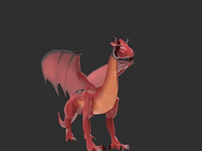 Red Mythical Reptile Dragon With Large Wings And Scaly Body In Fantasy Design 3d model
