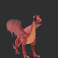 Red Mythical Reptile Dragon With Large Wings And Scaly Body In Fantasy Design