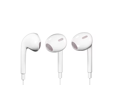 Comfortable White Wired In Ear Headphones With Microphone And Clear Sound Quality 3d model