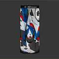 Blue Red White Streamlined Race Car With Aerodynamic Bodywork And Rear Wing