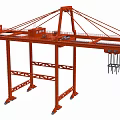 Red Industrial Crane Equipment With Various Lifting Structures And Frames 3d model