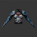 Decorative Fantasy Armor With Blue Silver Design Shoulder Arm Guards And Chest Ornament Detailed Elements