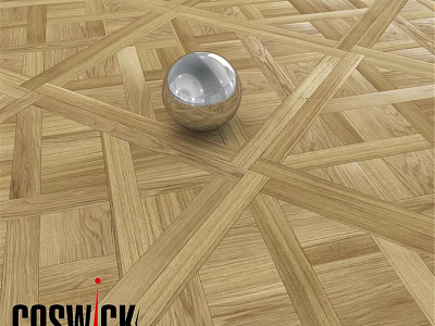 Wooden Parquet Floor With Geometric Pattern And Silver Sphere Decoration 3d model