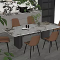 Modern Open Kitchen Interior With Island Counter Dining Table And Modern Appliances
