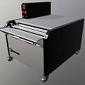 SONARAY Black and Silver Office Appliance with Control Panel Red Button and Wheels for Mobility 3d model