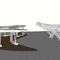 Modern Pergola Design With White Frame And Glass Canopy On Stone Pavement