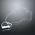 Shiny Silver Heart Shaped Pendant Necklace With Smooth Surface And Dark Background