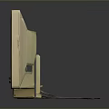 Vintage Computer Monitor With Green Screen And Beige Casing Design