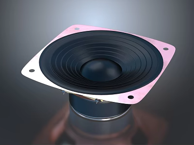 High Performance Commercial Speaker With Square Design Black Diaphragm And Pink Frame For Audio Applications 3d model