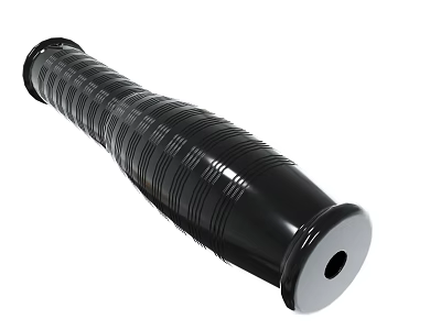 Black Cylindrical Industrial Component With Striped Surface And End Holes 3d model