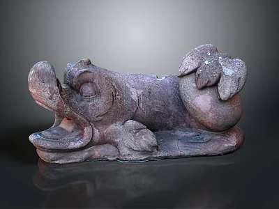 Reddish Brown Stone Sculpture With Curved Body And Detailed Textures On Dark Background 3d model