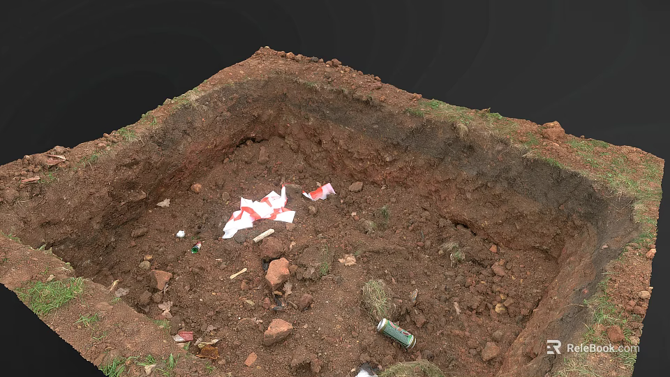 Construction Site Excavation Area With Loose Soil Debris And Scattered Waste Materials 3d model 