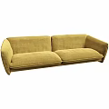 Modern Yellow Upholstered Sofa With Comfortable Seats And Stylish Armrest Design