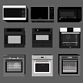 Assorted Kitchen Appliances Collection With Microwaves And Ovens Of Different Designs