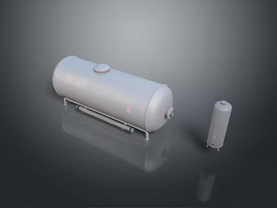Large And Small Cylindrical Metal Storage Tanks Design For Industrial Use 3d model
