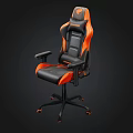 Black And Orange Ergonomic Gaming Chair With Armrests And Caster Wheels