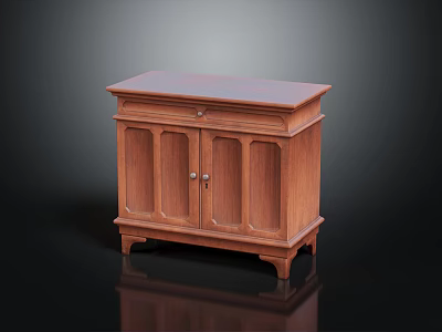 Classic Wooden Wardrobe With Double Cabinet Doors And Carved Decorative Legs 3d model