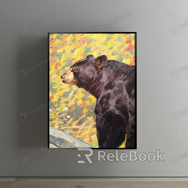 Modern Animal Painting Brown Restaurant Animal Bear Decorative Painting model