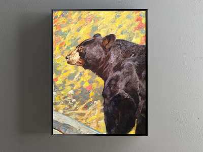 Modern Animal Painting Brown Restaurant Animal Bear Decorative Painting model