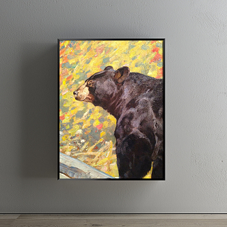 Modern Animal Painting Brown Restaurant Animal Bear Decorative Painting 3d model