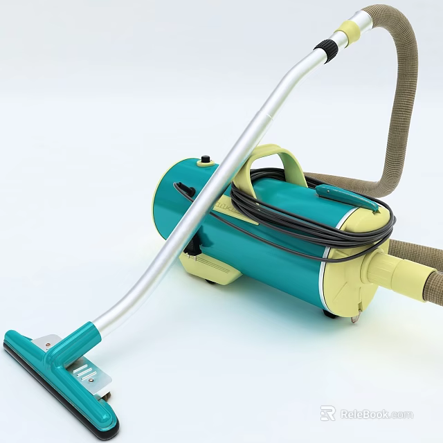Retro Style Vacuum Cleaner With Attachments And Hose 3d model