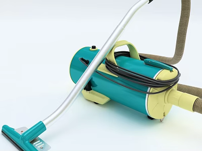Retro Style Vacuum Cleaner With Attachments And Hose 3d model