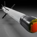 Military Missile Weapon 3D Model Design With Red Nose Cone And Black Tail Fins
